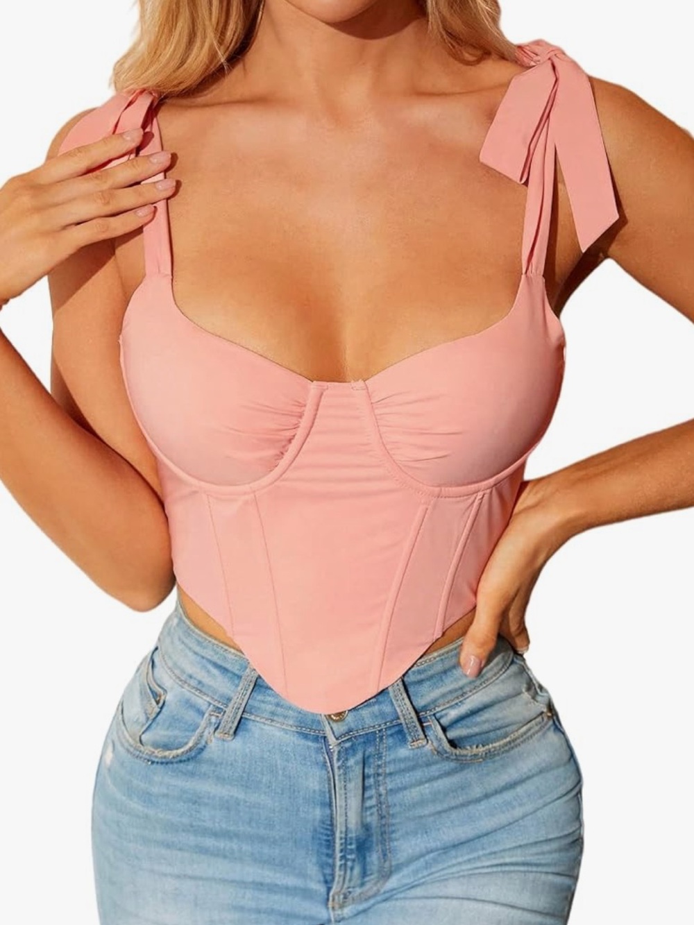Tie-Shoulder Pink Bustier